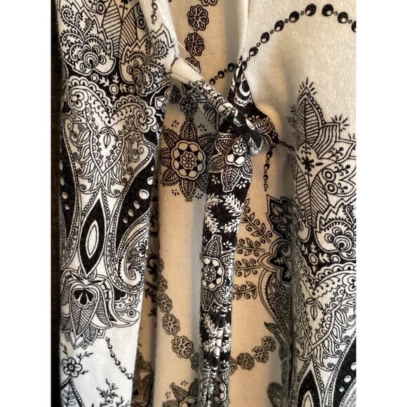 Donatella Studio wrap Robe Belt Black White Floral Paisley Soft Bath Lounge Sle - Picture 11 of 12